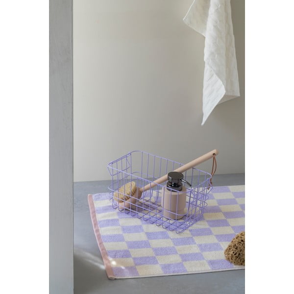 Gaiši dzeltens/violets vannas istabas paklājiņš no organiskās kokvilnas 50x80 cm Retro – Mette Ditmer Denmark-image-1