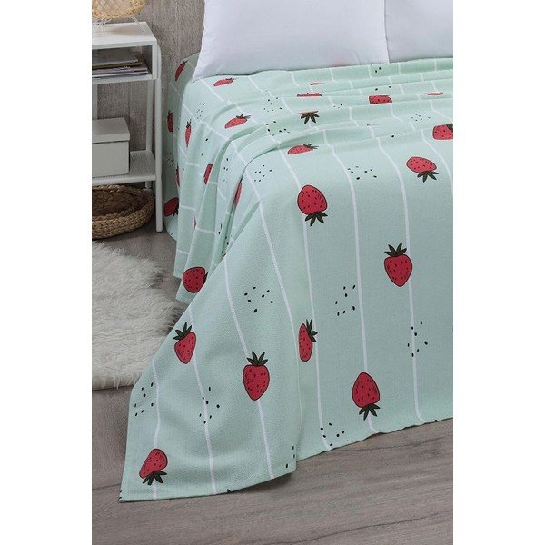 Piparmētru zaļš kokvilnas gultas pārklājs 170x230 cm Strawberry – Mila Home-image-2