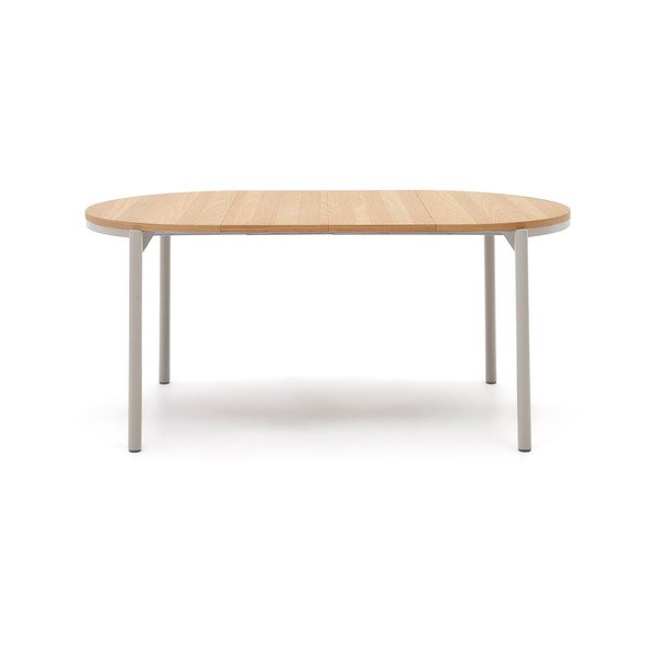 Dabīga toņa apaļš izvelkams ēdamgalds ar ozolkoka imitācijas galda virsmu ø 90 cm Montuiri – Kave Home-image-4