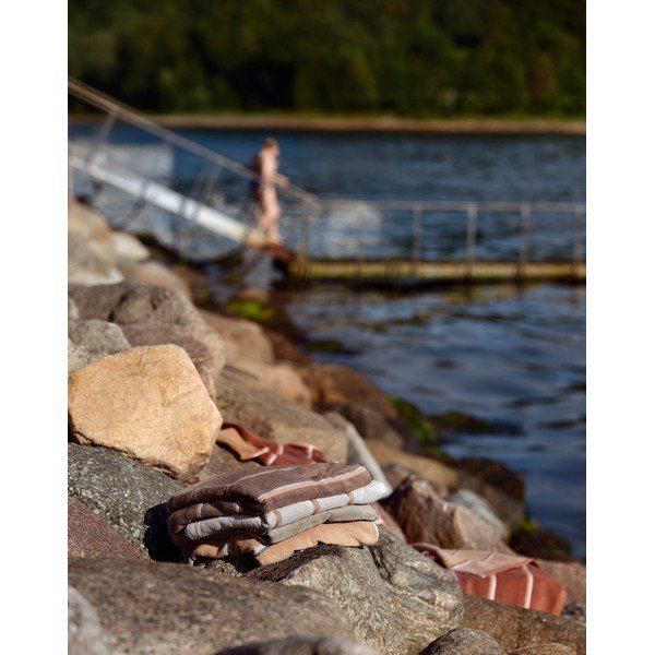 Brūns/bēšs kokvilnas dvielis 70x140 cm Sauna – Zone-image-2