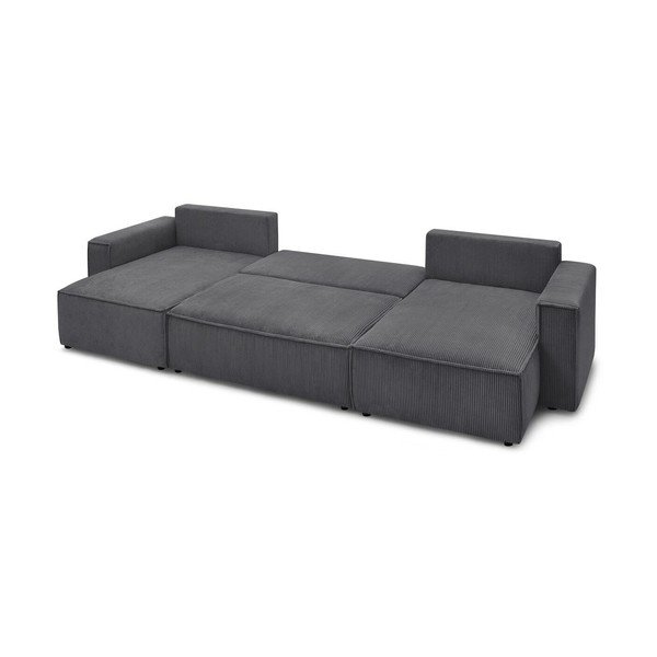 Pelēkbrūns velveta salokāms (U veida) stūra dīvāns Nihad – Bobochic Paris-image-3