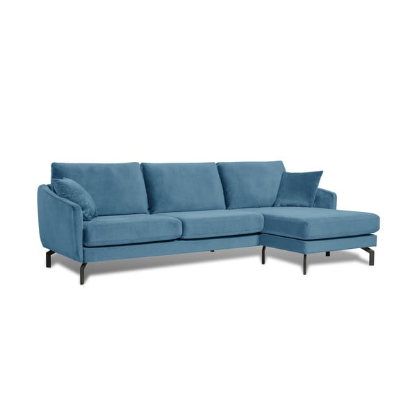 Zils samta stūra dīvāns Scandic Magic, labais stūris-image-2