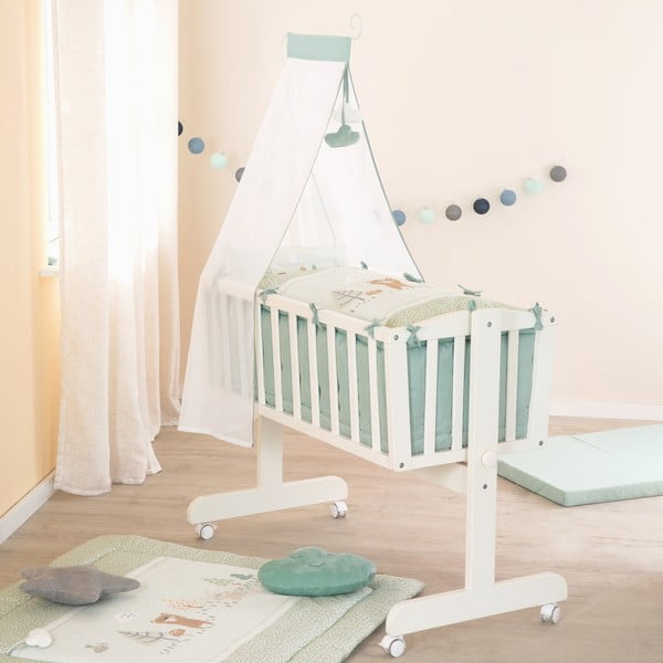 Gaiši zaļa kokvilnas bērnu gultas veļa 80x80 cm Woodland Buddies – Roba-image-3