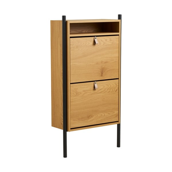 Dabīga toņa atverams apavu plaukts ar ozolkoka imitāciju 62x118x26 cm Barco – House Nordic-image-3