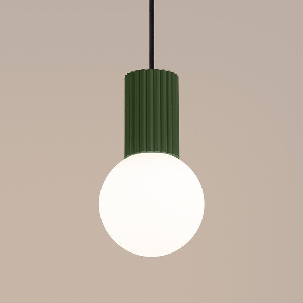 Zaļa piekaramā lampa no opāla stikla ø 12 cm Orbital – Sollux-image-3