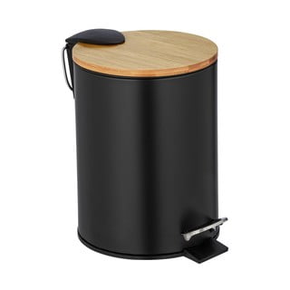 Melna atkritumu tvertne ar bambusa vāku Wenko Tortona, 3 litri