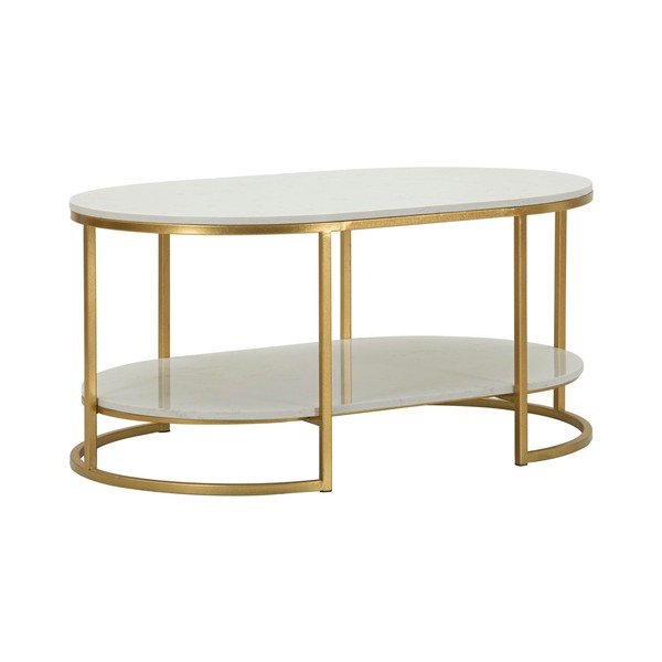 Balts/zelta krāsas žurnālgaldiņš ar marmora virsmu 60x90 cm Izmir – Mauro Ferretti-image-3