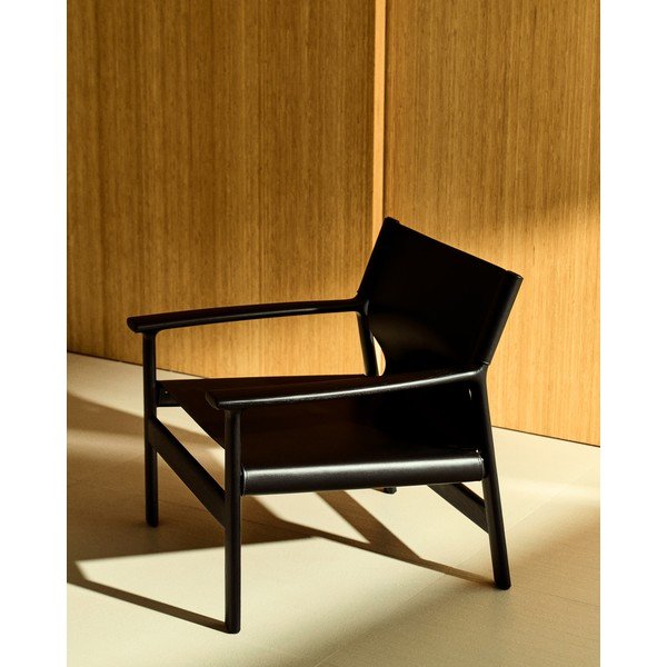 Melns ādas atpūtas krēsls Jan – Kave Home-image-1