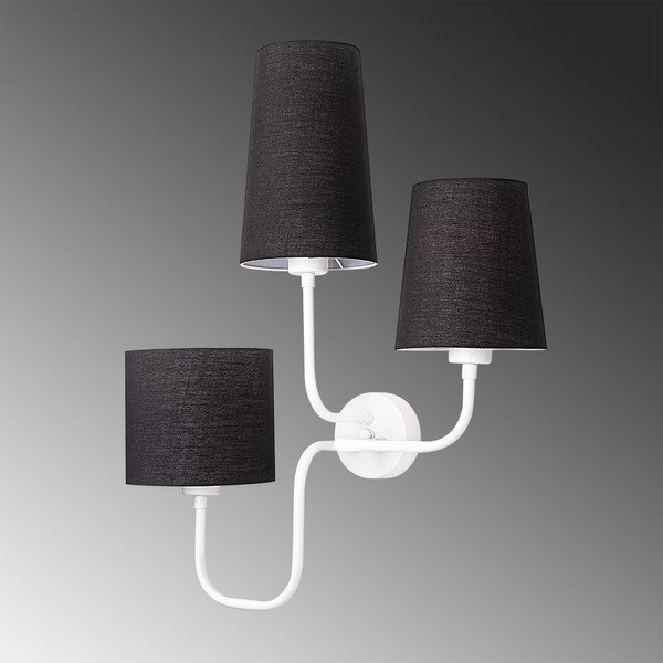 Balta metāla sienas lampa ar melniem toņiem Opviq apgaismojums Eleni-image-3