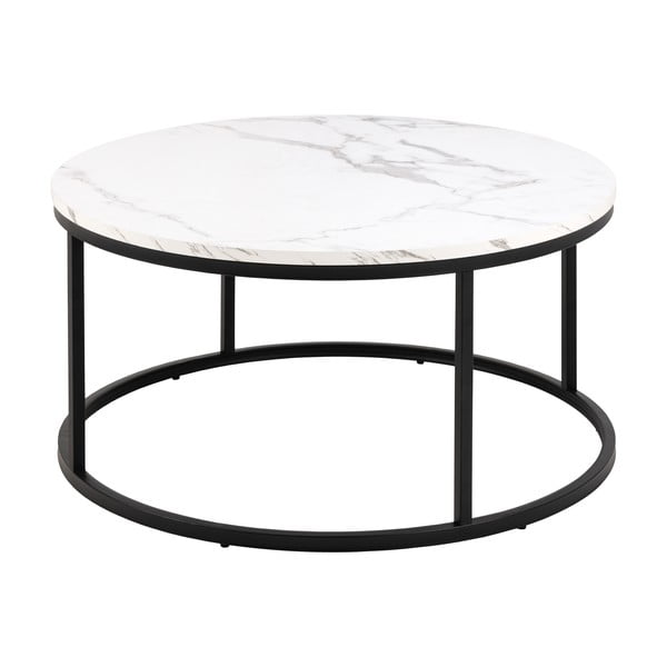 Balts apaļš žurnālgaldiņš ar marmora imitācijas galda virsmu ø 80 cm Spiro – Actona-image-4