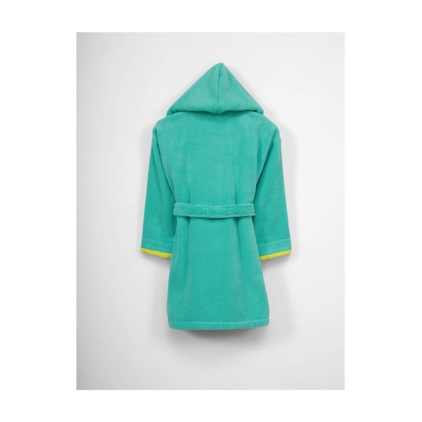 Zaļš bērnu kokvilnas halāts ar kapuci, 9–12 gadi-image-1