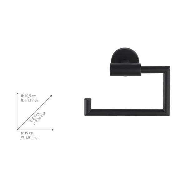 Matēti melns nerūsējošā tērauda pašlīmējošs tualetes papīra turētājs Bosio – Wenko-image-1