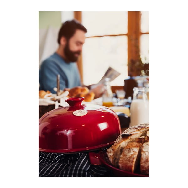 Sarkana keramikas apaļa maizes cepšanas forma Emile Henry-image-1