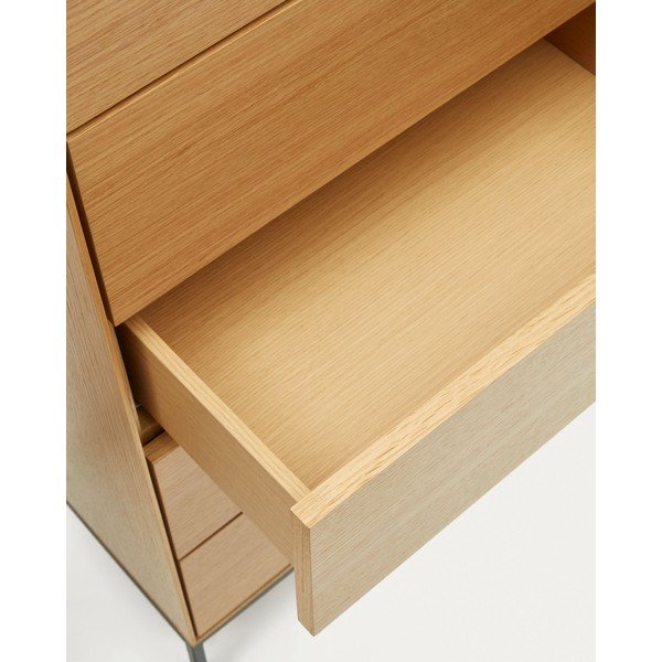 Dabīga toņa augsta kumode ar ozolkoka imitāciju 60x114 cm Vedrana – Kave Home-image-4