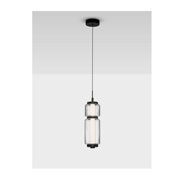 Matēti melna stikla LED piekaramā lampa ø 12 cm Liesa – Nova Luce-image-3