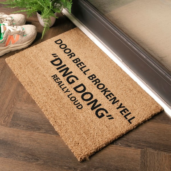 Kokosšķiedras kājslauķis 40x60 cm Yell Ding Dong – Artsy Doormats-image-1