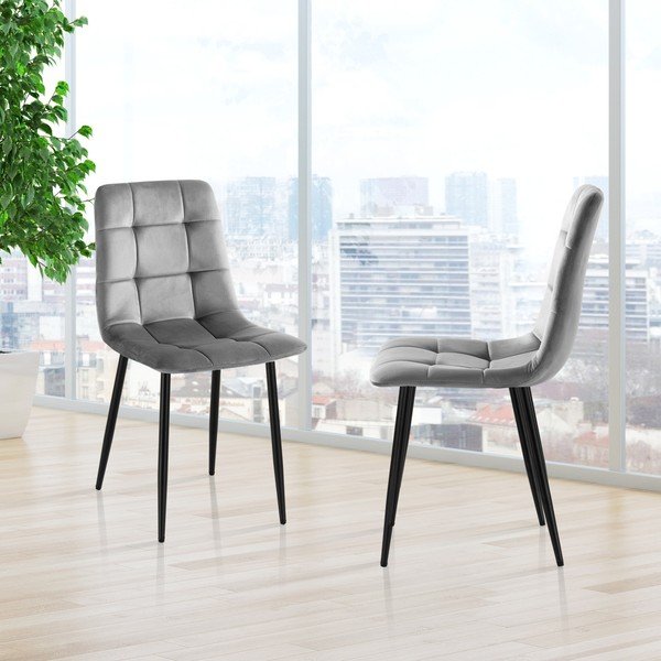 Pelēki samta pusdienu krēsli (2 gab.) Faffy – Tomasucci-image-4