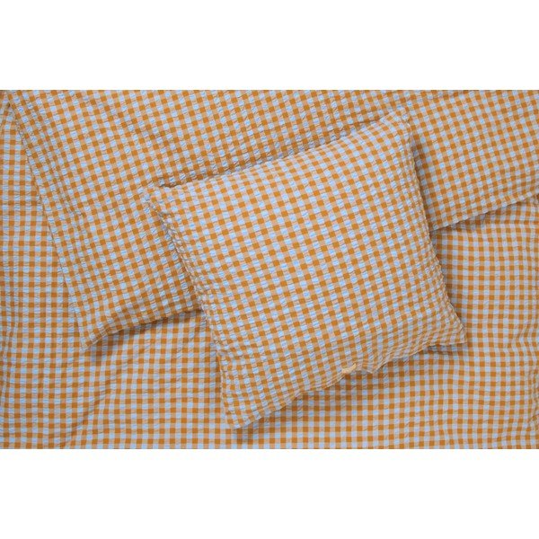 Okera dzeltena/gaiši zila vienvietīga gultas veļa no krepa auduma 140x200 cm Bæk&Bølge – JUNA-image-2