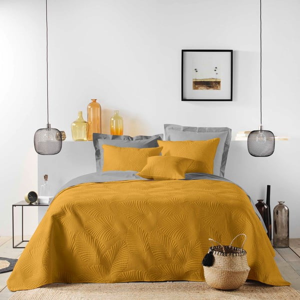 Dzeltens mikrošķiedras gultas pārklājs 220x240 cm Palombine – douceur d'intérieur