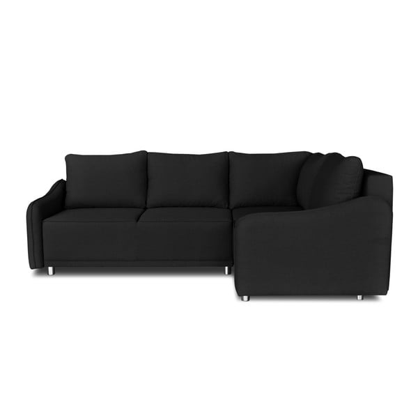 Melna stūra dīvāns-guļamā gulta Windsor & Co. Dīvāni Delta, labais stūris