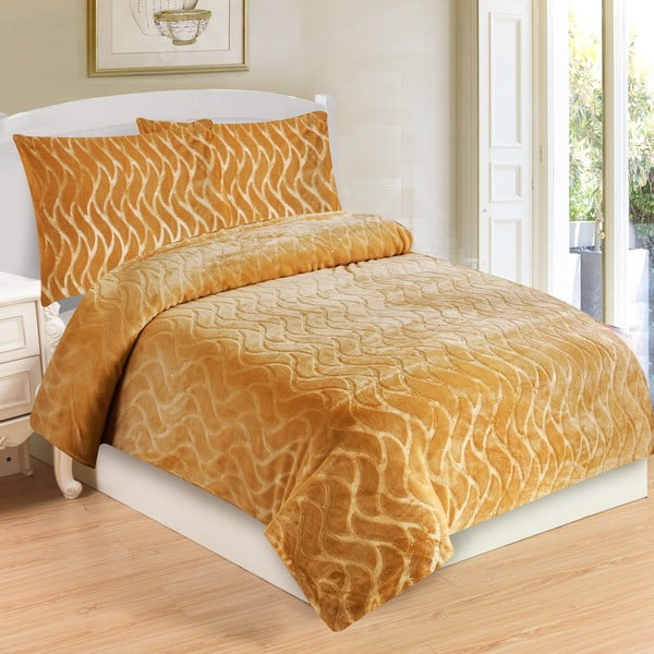 Okera dzeltena vienvietīga mikroplīša gultas veļa 140x200 cm – My House