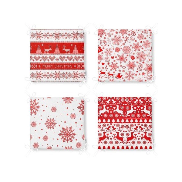 Sēdekļa spilveni ar Ziemassvētku motīvu (4 gab.) 40x40 cm Snowflakes – Mila Home