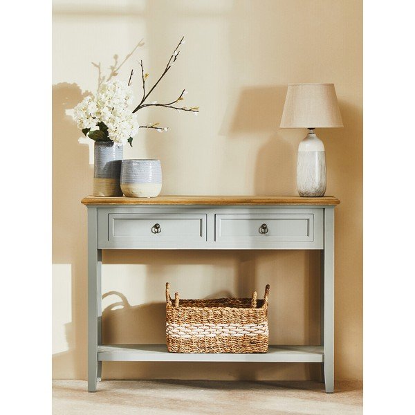 Pelēks paulonijas masīvkoka konsoles galds 34,5x99 cm Henley – Premier Housewares-image-3