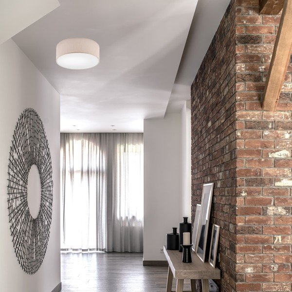 Bēša griestu lampa ar auduma abažūru ø 35 cm Vivian – LAMKUR-image-2
