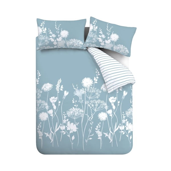 Balta/zila vienguļamā gultas veļa 135x200 cm Meadowsweet Floral – Catherine Lansfield
