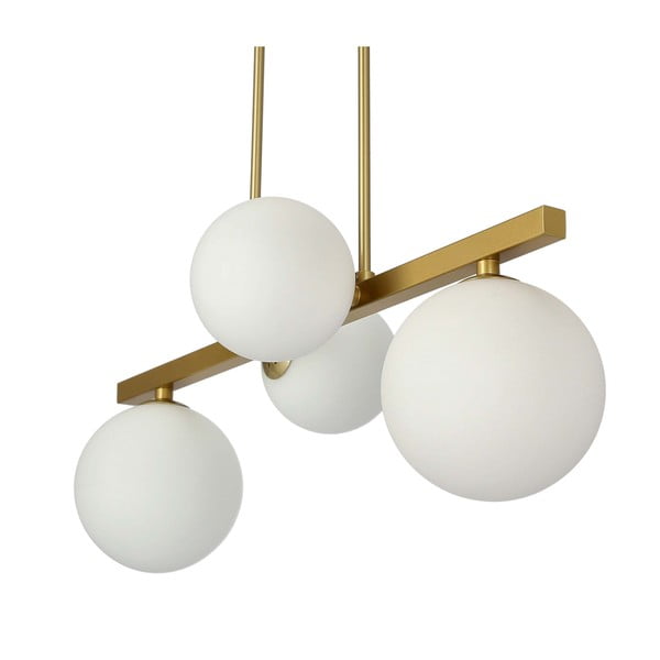 Balta/zelta krāsas piekaramā lampa ar stikla abažūru Kama – Candellux Lighting-image-4