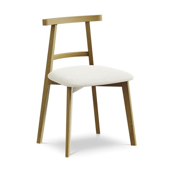 Krēmkrāsas masīvkoka pusdienu krēsls Ohelo – Makamii