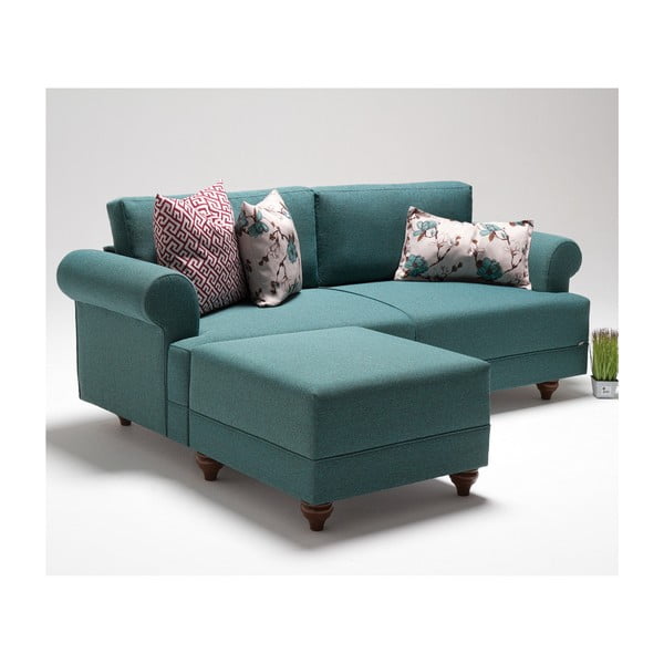 Turkīza krāsas dīvāns ar dīvānu Balcab Home Gloria