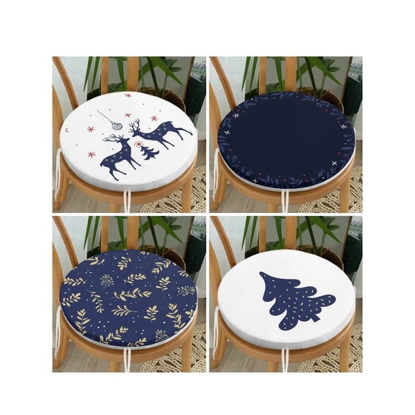 Sēdekļa spilveni ar Ziemassvētku motīvu (4 gab.) ø 40 cm Blue Christmas – Mila Home-image-1