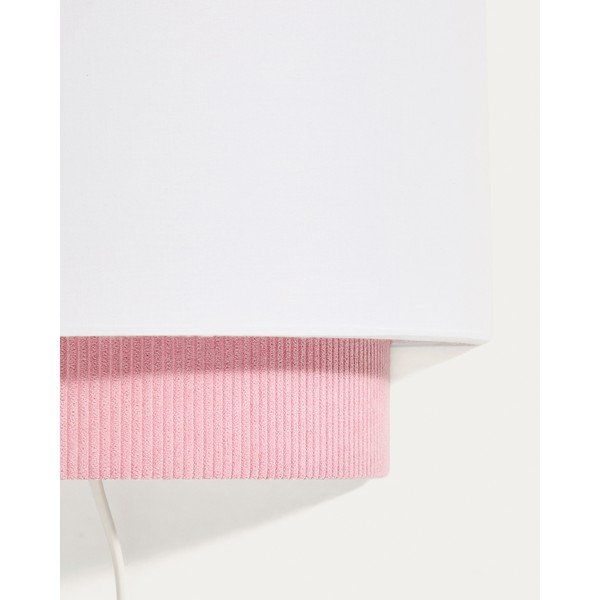 Balta/gaiši rozā bērnu lampa ar auduma abažūru Bianella – Kave Home-image-2