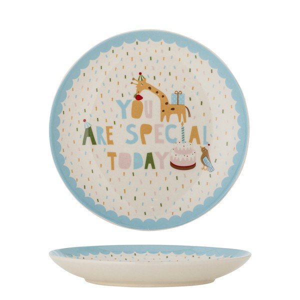 Gaiši zils/krēmkrāsas akmensmasas bērnu šķīvis ø 16 cm Celebrate – Bloomingville Mini-image-4