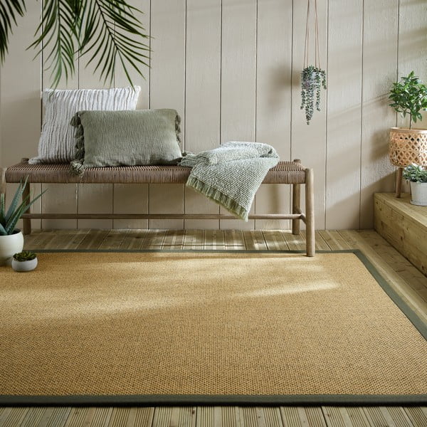 Zaļš/gaiši brūns iekštelpu un āra paklājs 160x230 cm Sisal Look – Flair Rugs-image-1
