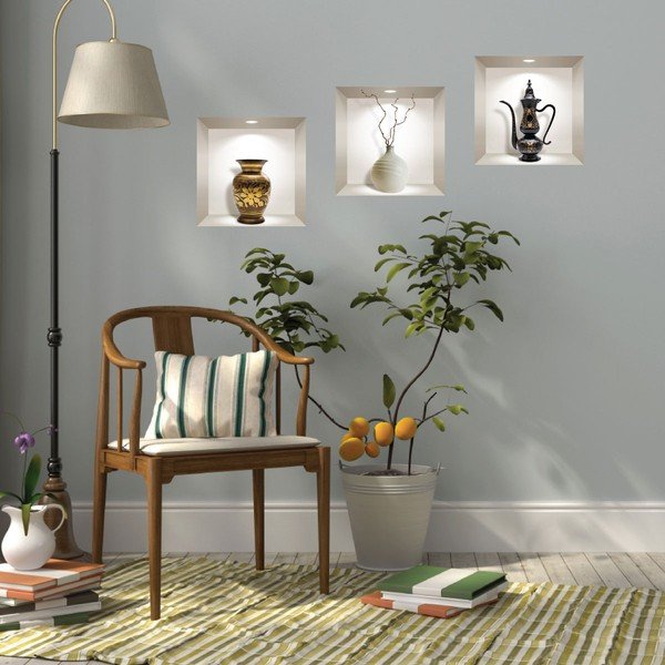 3 3D sienas uzlīmju komplekts Ambiance Decorative Objects-image-1