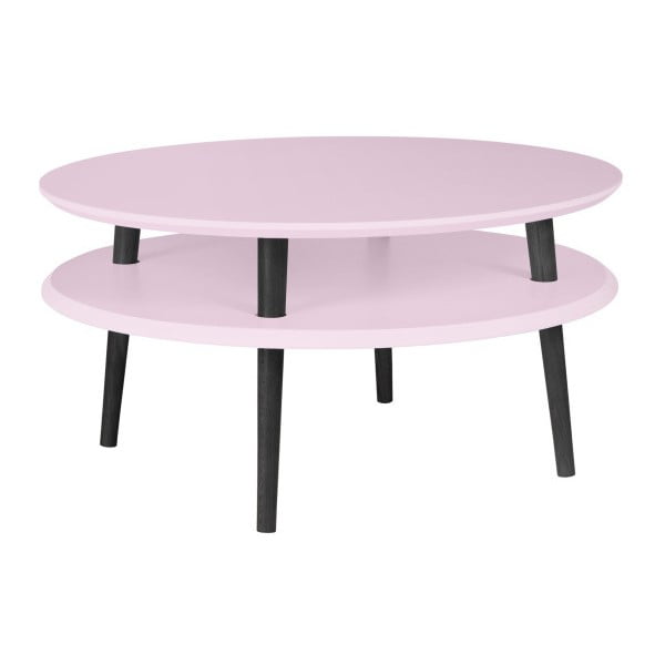 Gaiši rozā kafijas galdiņš ar melnām kājām Ragaba UFO, Ø 70 cm