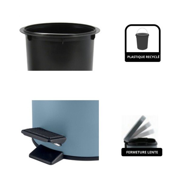 Gaiši zila tērauda atkritumu tvertne ar pedāli 3 l   Adelar – Spirella-image-3