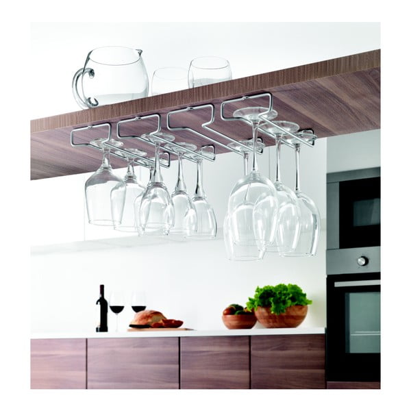 Sudraba krāsas tērauda sienas vīna glāžu turētāji (2 gab.) Rail – Metaltex-image-2