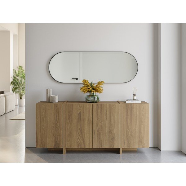 Dabīga toņa kumode ar ozolkoka imitāciju 180x79x40 cm Volia – Marckeric-image-1