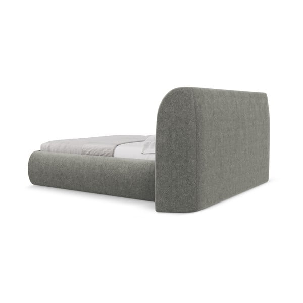 Pelēka polsterēta divvietīga gulta ar veļas kasti un redelēm 180x200 cm Hauke – Makamii-image-4