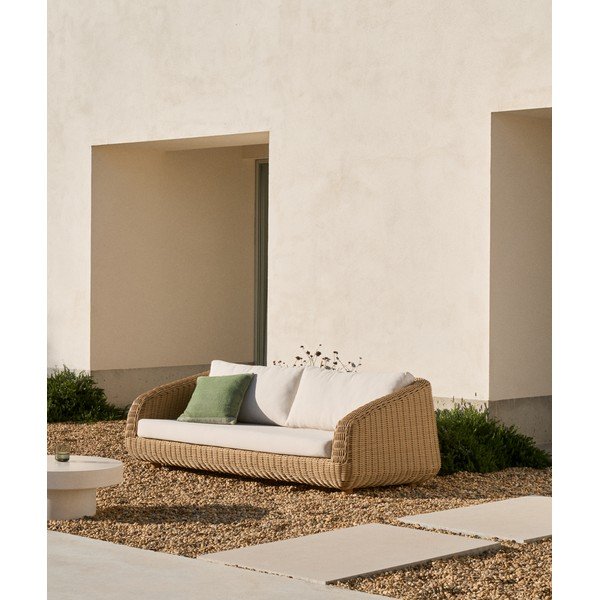 Bēšs/dabīga toņa polsterēts dārza dīvāns Meria – Kave Home-image-1