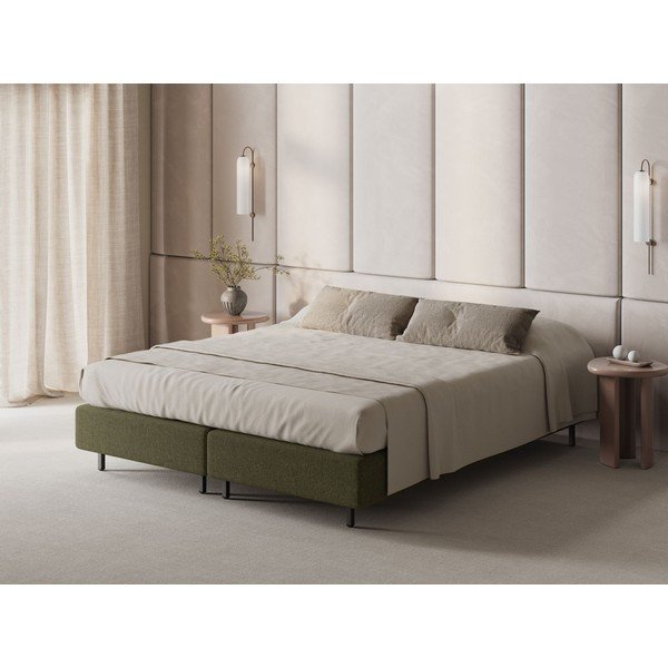 Zaļa polsterēta divvietīga gulta bez galvgaļa 200x200 cm Whale – Micadoni -image-1