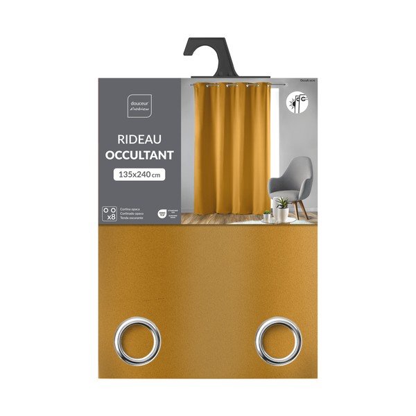 Okera dzeltens gaismu necaurlaidīgs aizkars 135x240 cm Occult – douceur d'intérieur-image-4