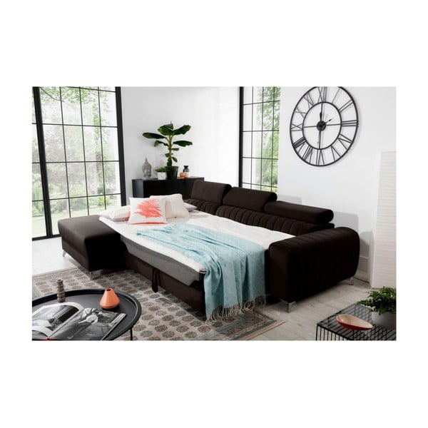 Tumši brūns samta salokāms/ar uzglabāšanas vietu stūra dīvāns (ar kreiso stūri/ar zvilni) Grayson – ELTAP-image-4