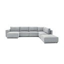 Gaiši pelēks velveta stūra dīvāns (ar labo stūri/U veida) Nihad modular – Bobochic Paris