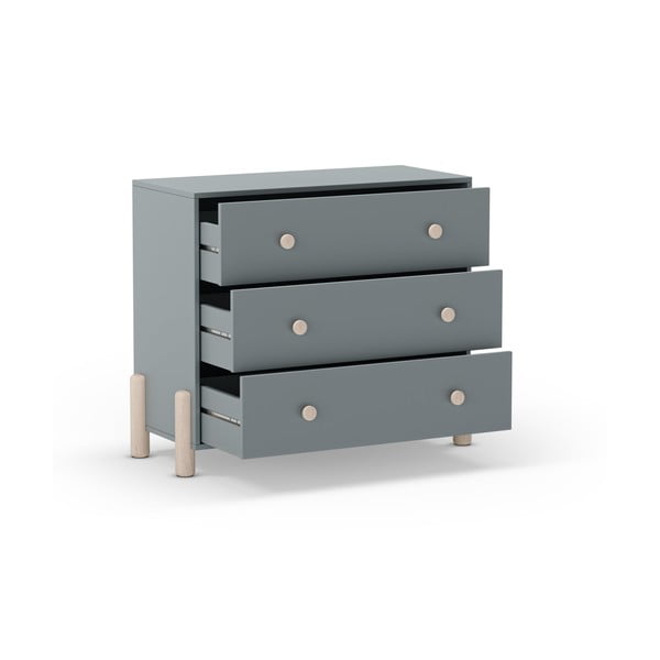 Dūmakaini zaļa priedes masīvkoka bērnu kumode 90x80x40 cm Enola – Marckeric-image-3