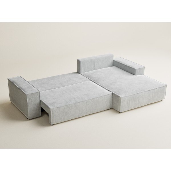 Gaiši pelēks salokāms stūra dīvāns no šenila auduma ar uzglabāšanas vietu (ar labo stūri/ar zvilni) Maze – Maison de Rêve-image-4