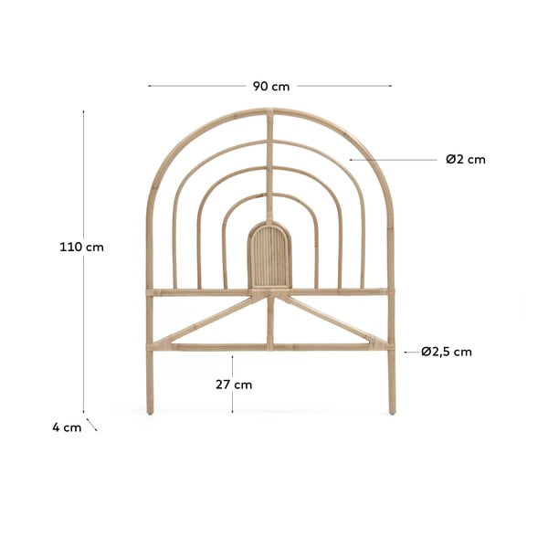 Rotangpalmas galvgalis dabīgā tonī 90x110 cm Sundberg – Kave Home-image-2